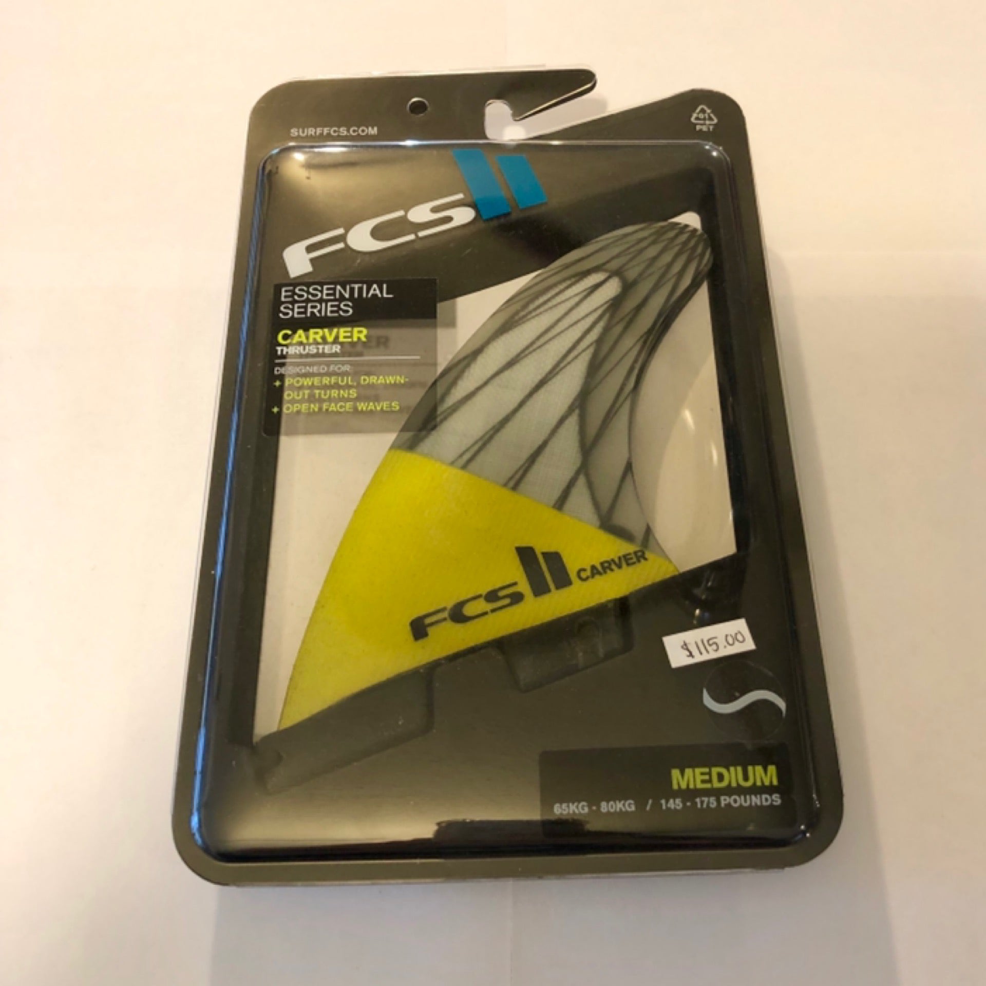 FCS Carver II Medium Tri Fins Set Quad PC Rear - Fin Glass Neo